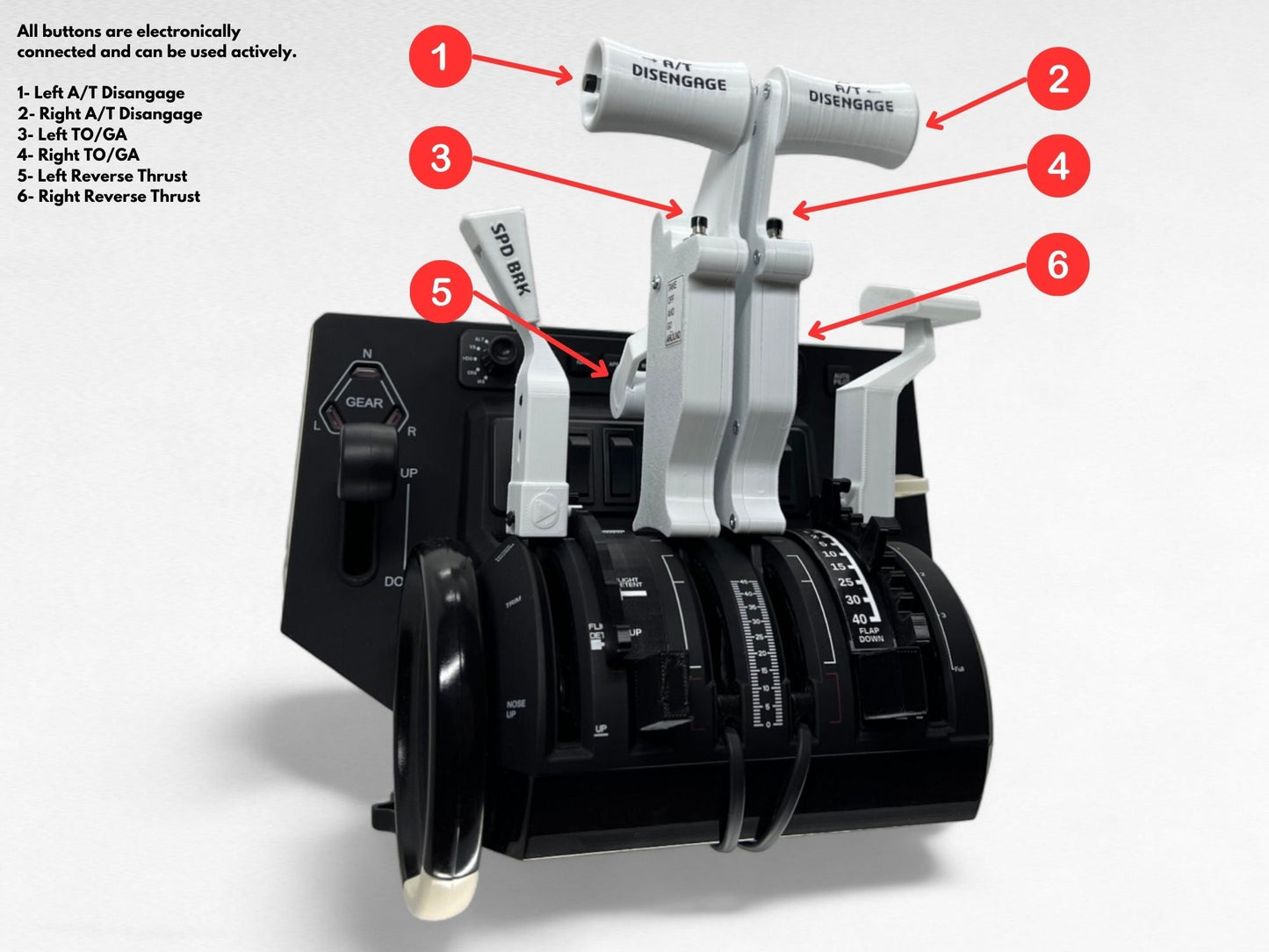 Boeing 737 Full Electronic Thrust Lever Kit for Honeycomb Bravo TQ, Flight Simulator - sierradelta3d