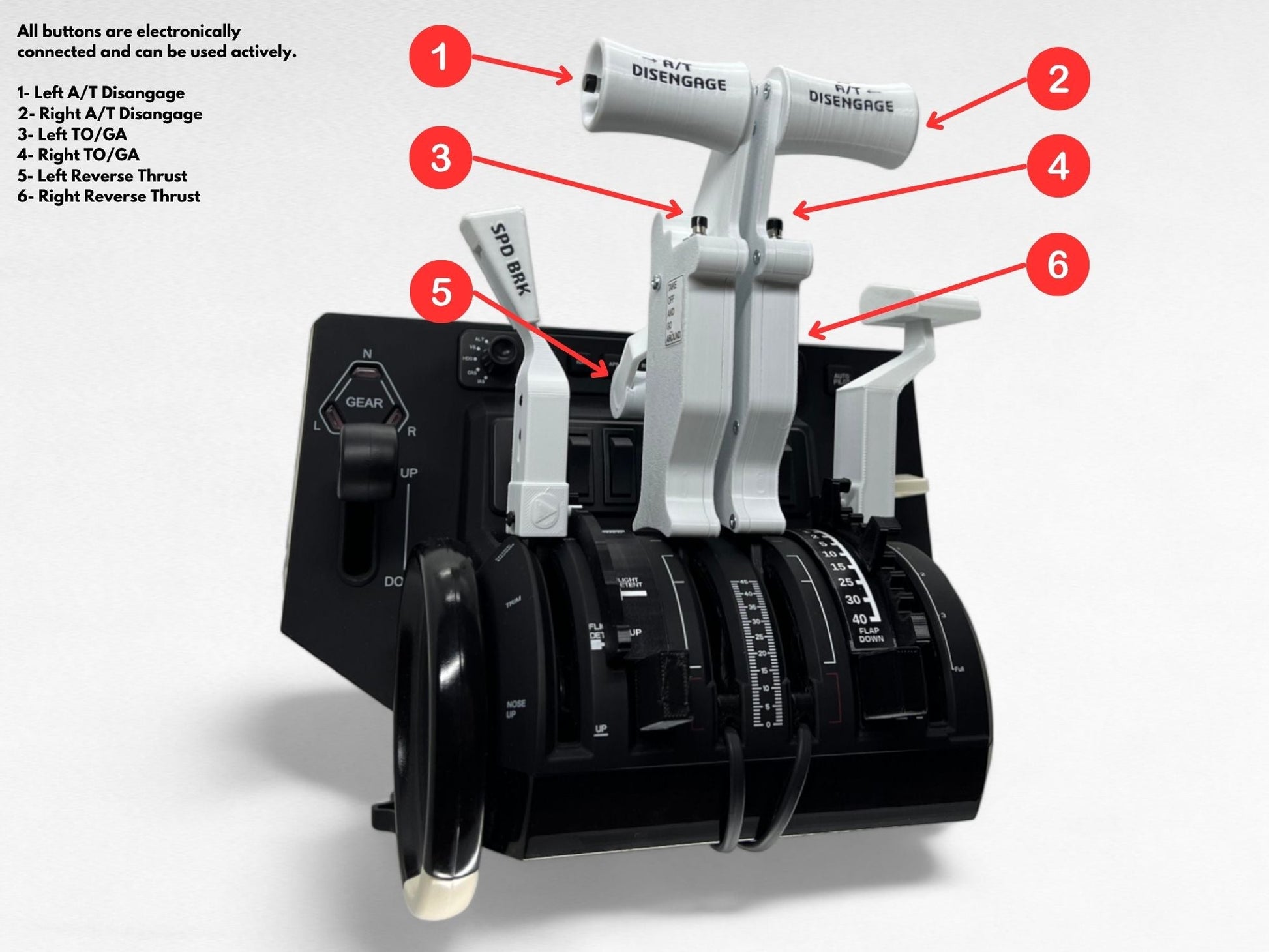 Boeing 737 Full Electronic Thrust Lever Kit for Honeycomb Bravo TQ, Flight Simulator - sierradelta3d