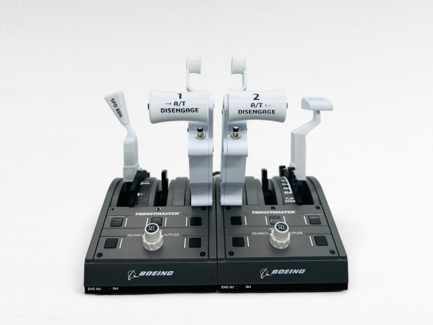 Boeing 737 Throttle Lever Addons for Thrustmaster TCA Quadrant Boeing Edition, White Two Separate Throttle Levers, SIERRADELTA3D - sierradelta3d